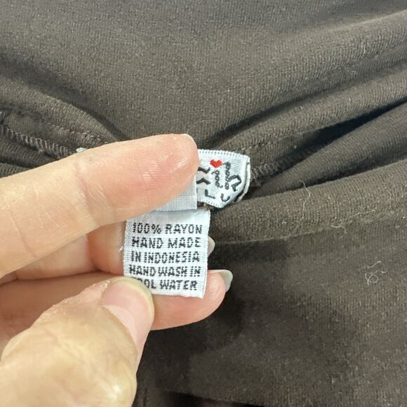 Baik Baik Brown Wide Leg Fold Over Ruffle Hem Pull On Pants Womens S/M Boho - Picture 7 of 11